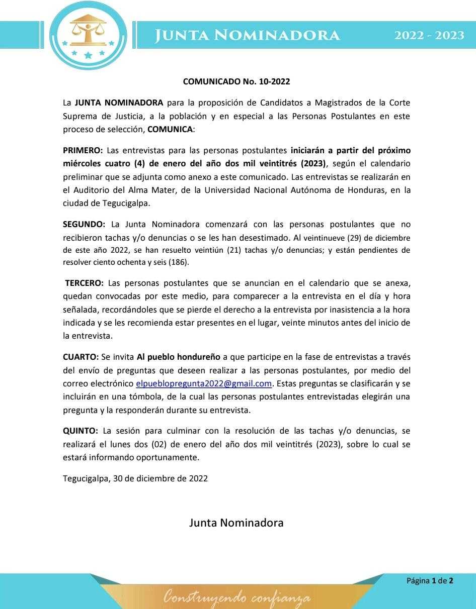 JN entra a su fase de entrevistas a postulantes a magistrados de la CSJ